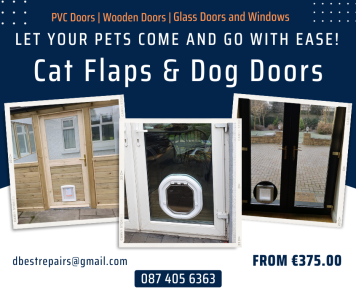 Need a dog or cat door flap fitted? At DeDannan Door and Window Repairs, we offer a professional and affordable dog and cat door flap fitting service. Our experienced technicians can fit any type of door flap to any type of door or window, quickly and efficiently. We understand that your pet is a member of your family, and that's why we take the time to ensure that your dog or cat door flap is fitted perfectly. We will also provide you with all the advice and information you need to keep your pet door flap in good condition, so you can enjoy it for many years to come. Why choose us to fit your dog or cat door flap? We are experienced and qualified technicians We offer a professional and affordable service We can fit any type of door flap to any type of door or window We provide a satisfaction guarantee on all of our work Contact us today for a free consultation and estimate. Call us on 087 405 6363 or visit our website at www.dbestgroups.com Dublin, Clondalkin, Malahide, Clongriffin, Ballyfermot, Sandyford, Dun laoighre, city centre, Swords, Finglas, Clonee, Ballymun, Crumlin, Rathmines, Ranelagh, Goatstown, Balbriggan, Skerries, Galway, Loughrea, Athenry, Ballinasloe, Roscommon, Castlerea, Athleague. Strokestown, Rooskey, Boyle, Leitrim, Carrick on Shannon, Dromod, Mohill, Meath, Navan, Slane, Trim, Kells, Athboy, Oldcastle, Westmeath, Athlone, Mullingar, Ballynacarrigy, Killucan, Raharney, Cavan, Virginia, Shercock, Bailieborough, Kingscourt, Longford, Drumlish, Ballinalee, Granard, Ballymahon & Edgeworthstown