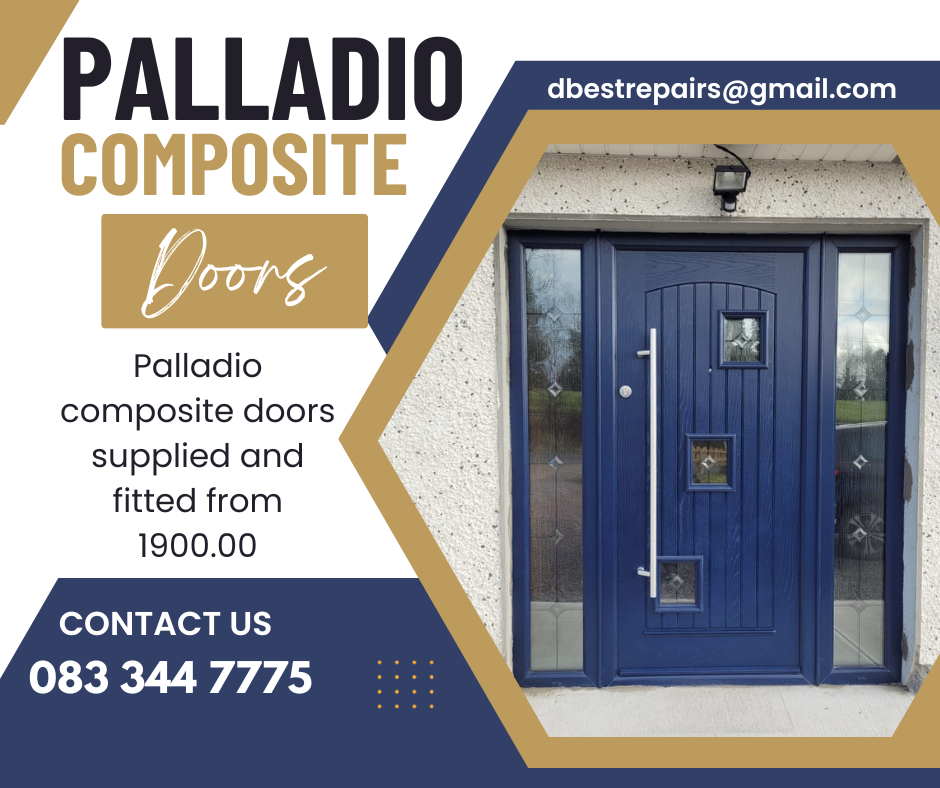 Palladio Composite Doors Palladio Composite Doors are some of the highest quality composite doors on the market. They are made with a durable GRP (glass reinforced plastic) skin that is bonded to a solid timber core, making them incredibly strong and secure. Palladio Composite Doors also have a number of other features that make them a great choice for your home, including: Excellent thermal performance: Palladio Composite Doors have a U-value of 0.9 W/m²K, which means they are very effective at keeping your home warm in the winter and cool in the summer. High security: Palladio Composite Doors are fitted with a high security five-point locking system, making them virtually impossible to break into. Weather resistance: Palladio Composite Doors are completely weather resistant, so you can be sure they will last for many years to come. Longford, Ballymahon, Edgeworthstown, Granard, Ballinalee, Ballymahon, Leitrim, Dromod, carrick on shannon, roscommon, rooskey, boyle castlerea, ballaghadeereen, Westmeath, mullingar, kinnegad, killucan, raharney, athlone, moate, kilbeggan, tyrrelspass, miltownpass, meath, navan, kells, athboy, trim, dublin, coolock, malahide, swords, dunshaughlin,